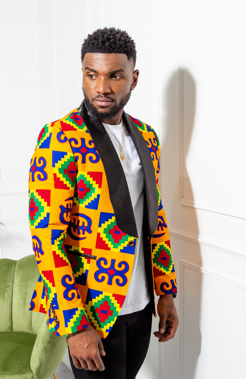 African Print Mens Ankara Suit Blazer - Dinner Jacket Tailored Fit African Fashion - NATHAN