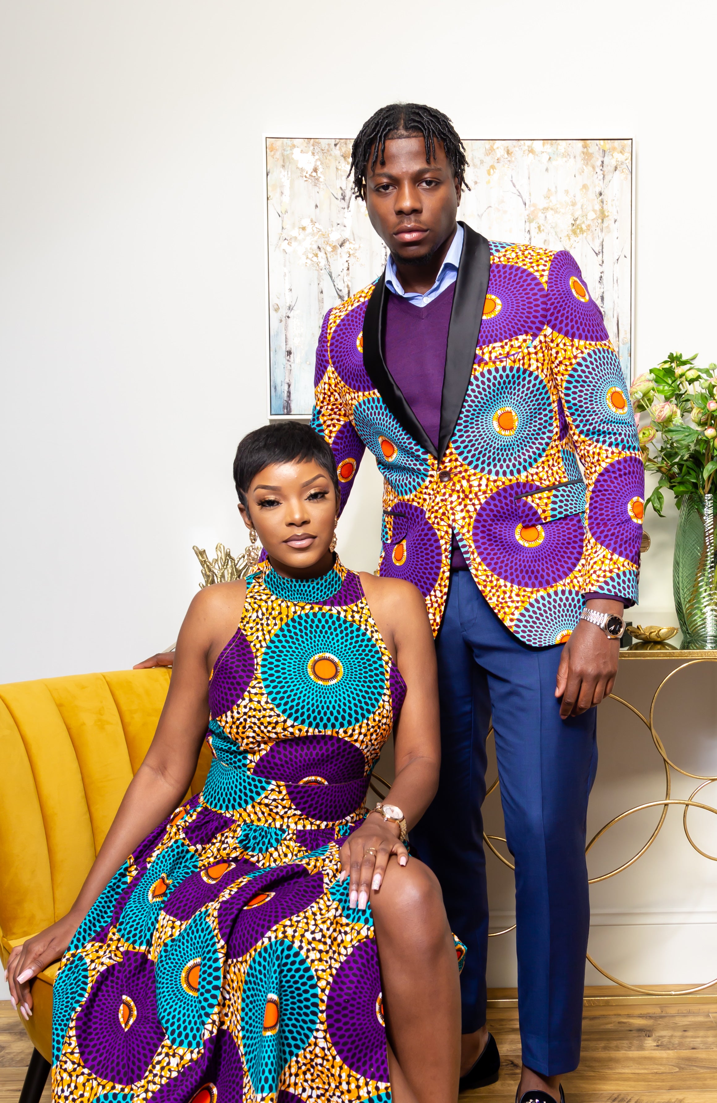 African Sleeveless Long Dress - Turtleneck Dashiki Maxi Dress - PETRA