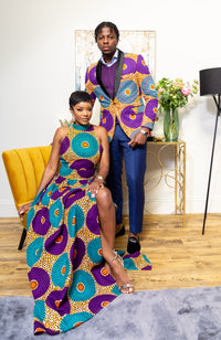 African Sleeveless Long Dress - Turtleneck Dashiki Maxi Dress - PETRA