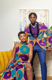 African Sleeveless Long Dress - Turtleneck Dashiki Maxi Dress - PETRA