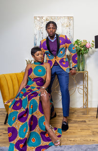 African Sleeveless Long Dress - Turtleneck Dashiki Maxi Dress - PETRA
