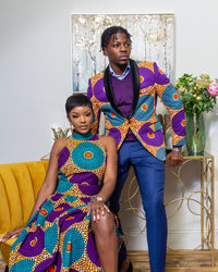 African Sleeveless Long Dress - Turtleneck Dashiki Maxi Dress - PETRA