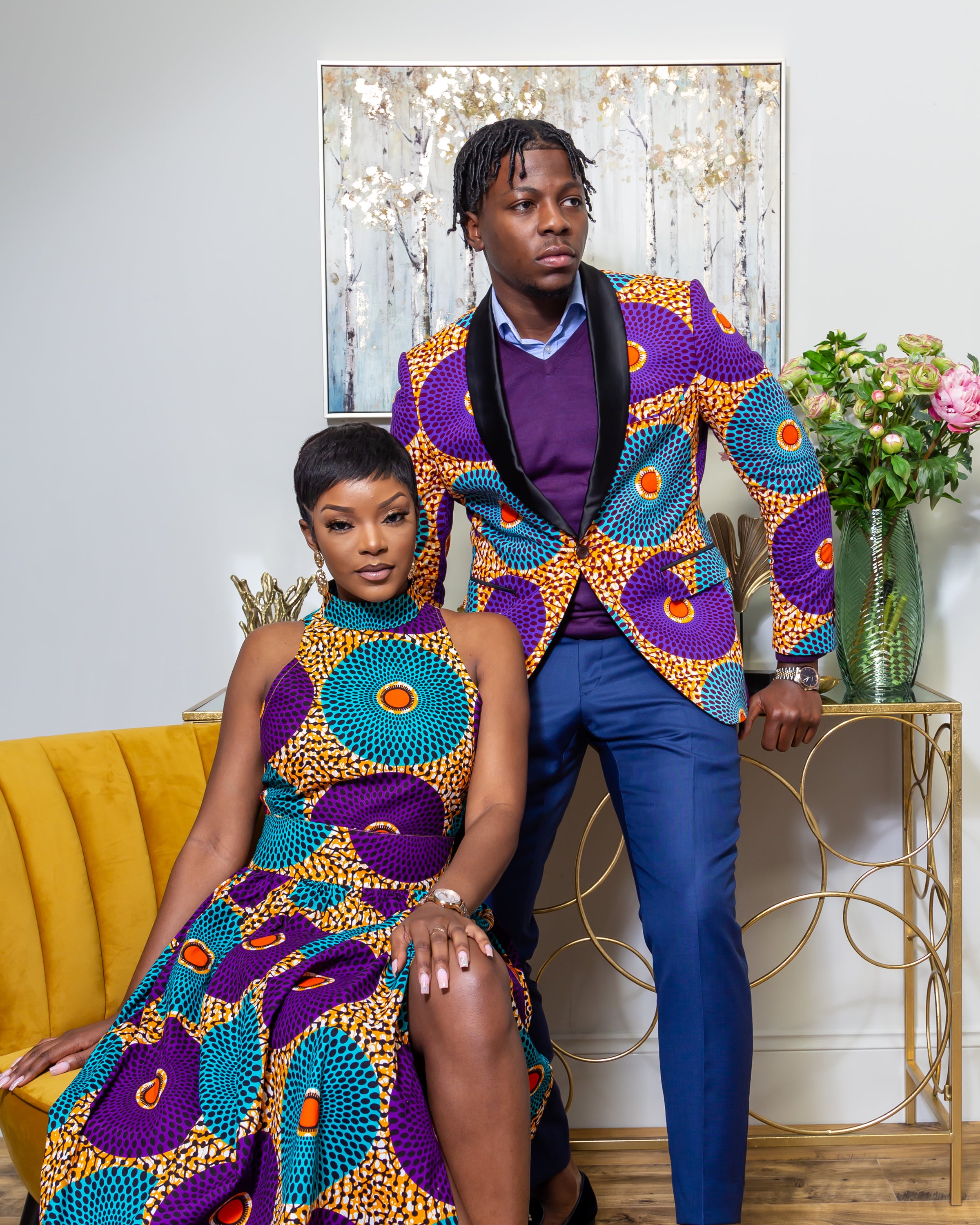 African Sleeveless Long Dress - Turtleneck Dashiki Maxi Dress - PETRA