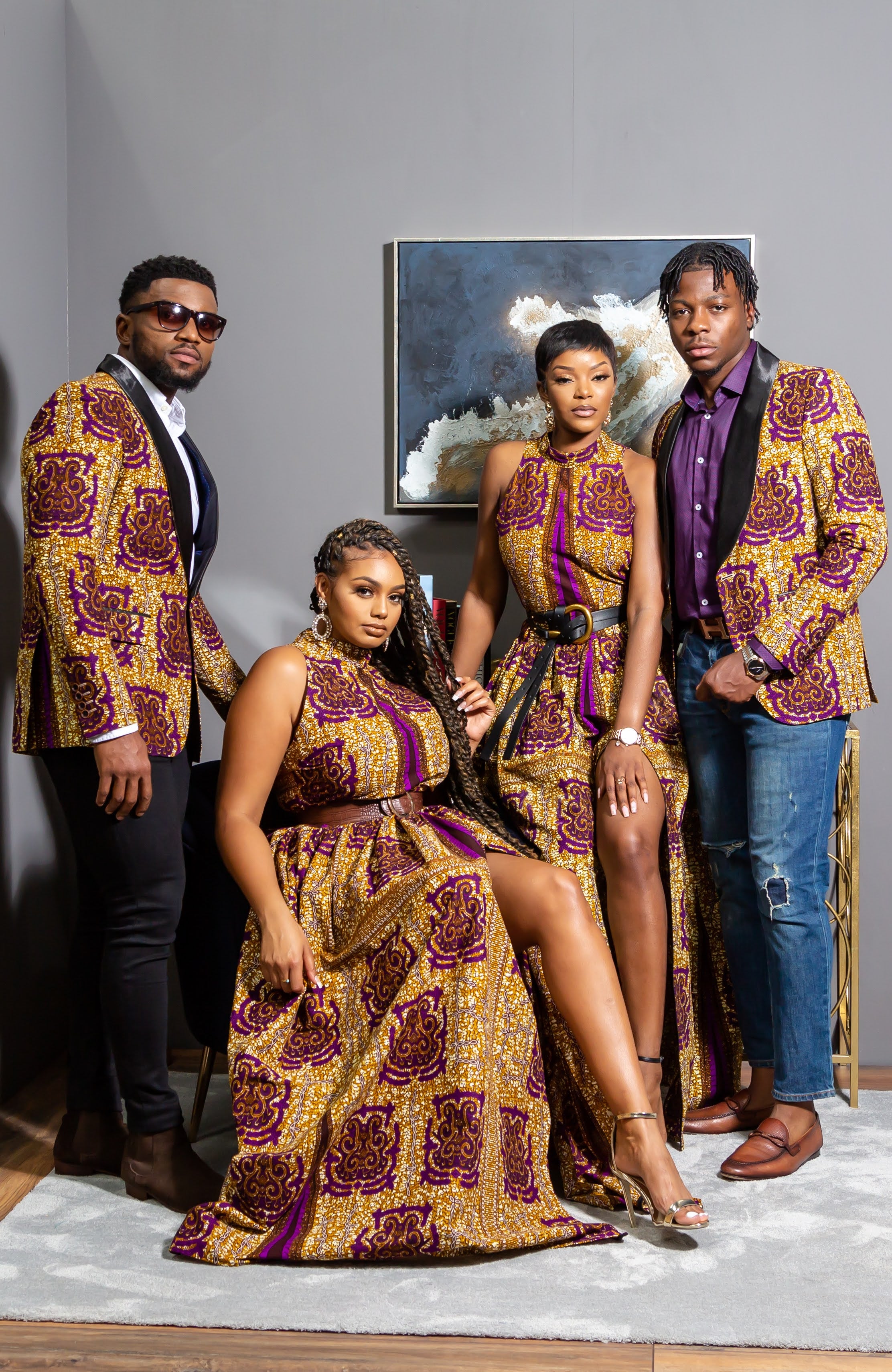 Modern African Print Dress - Sleeveless Turtleneck Maxi Dress - JESSA