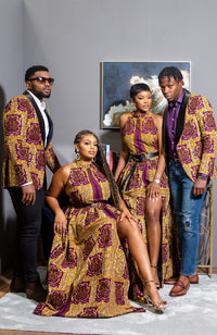 Modern African Print Dress - Sleeveless Turtleneck Maxi Dress - JESSA