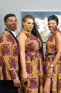 Modern African Print Dress - Sleeveless Turtleneck Maxi Dress - JESSA