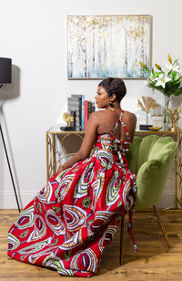 African Wax Print Crossback Sleeveless Maxi Dress - AMIRA