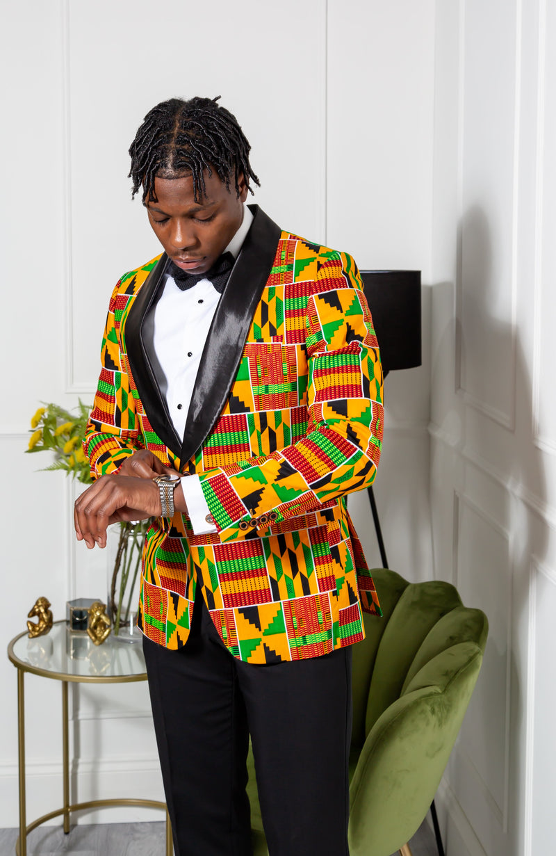 Tailored Fit Shawl Collar | African Print Blazer - KENDRICK