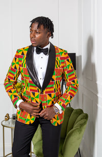 Tailored Fit Shawl Collar | African Print Blazer - KENDRICK