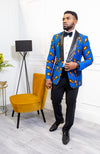 African Print Mens Dashiki Blazer - Modern Fit Shawl Collar Men's African Print Tuxedo for Guys - ELIJAH