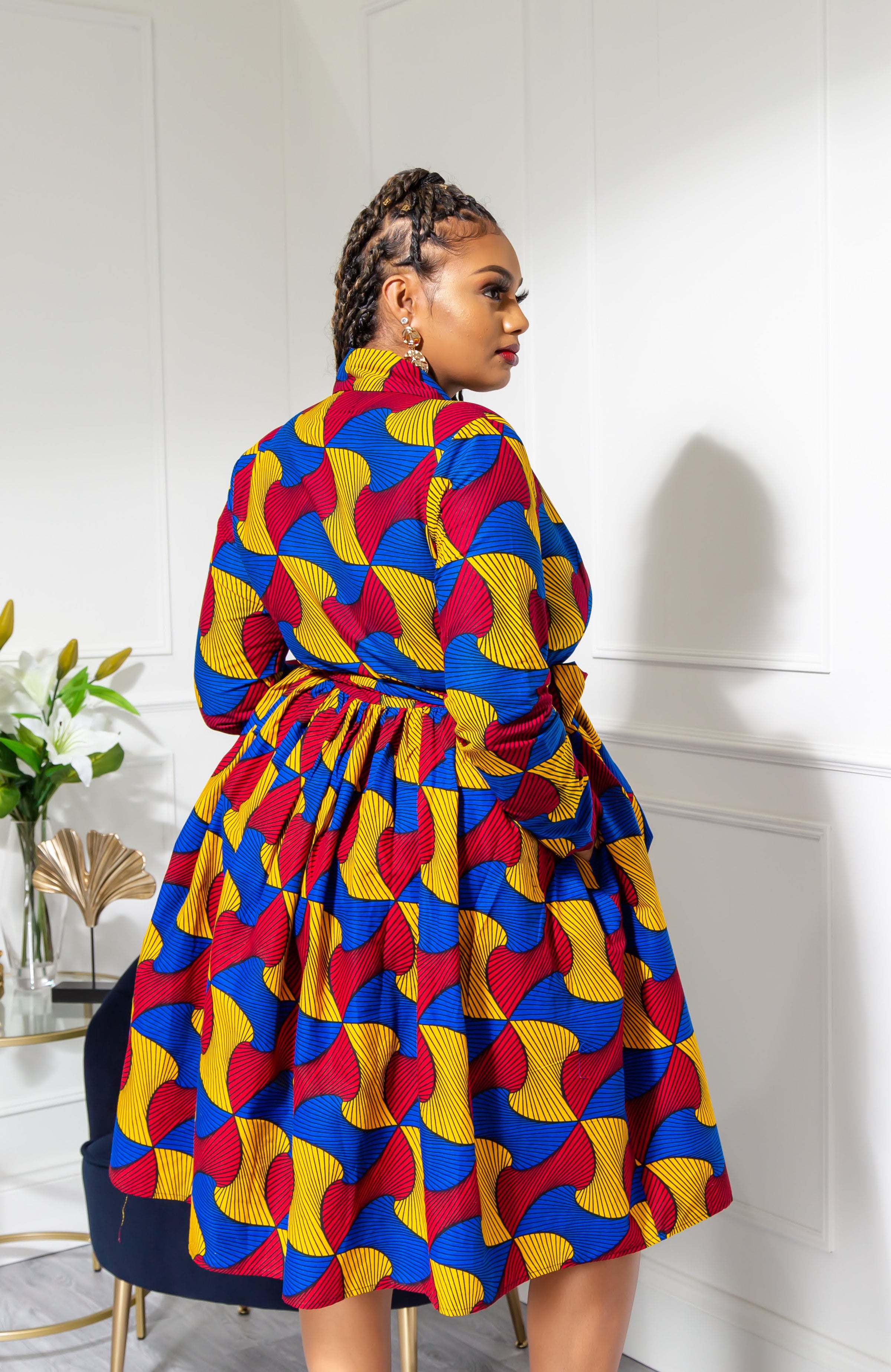 African Print Wrap Fit & Flare Midi Dress - LYDIA