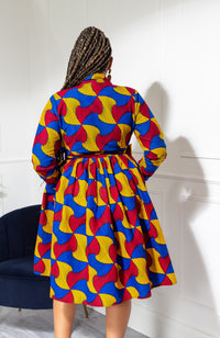 African Print Wrap Fit & Flare Midi Dress - LYDIA