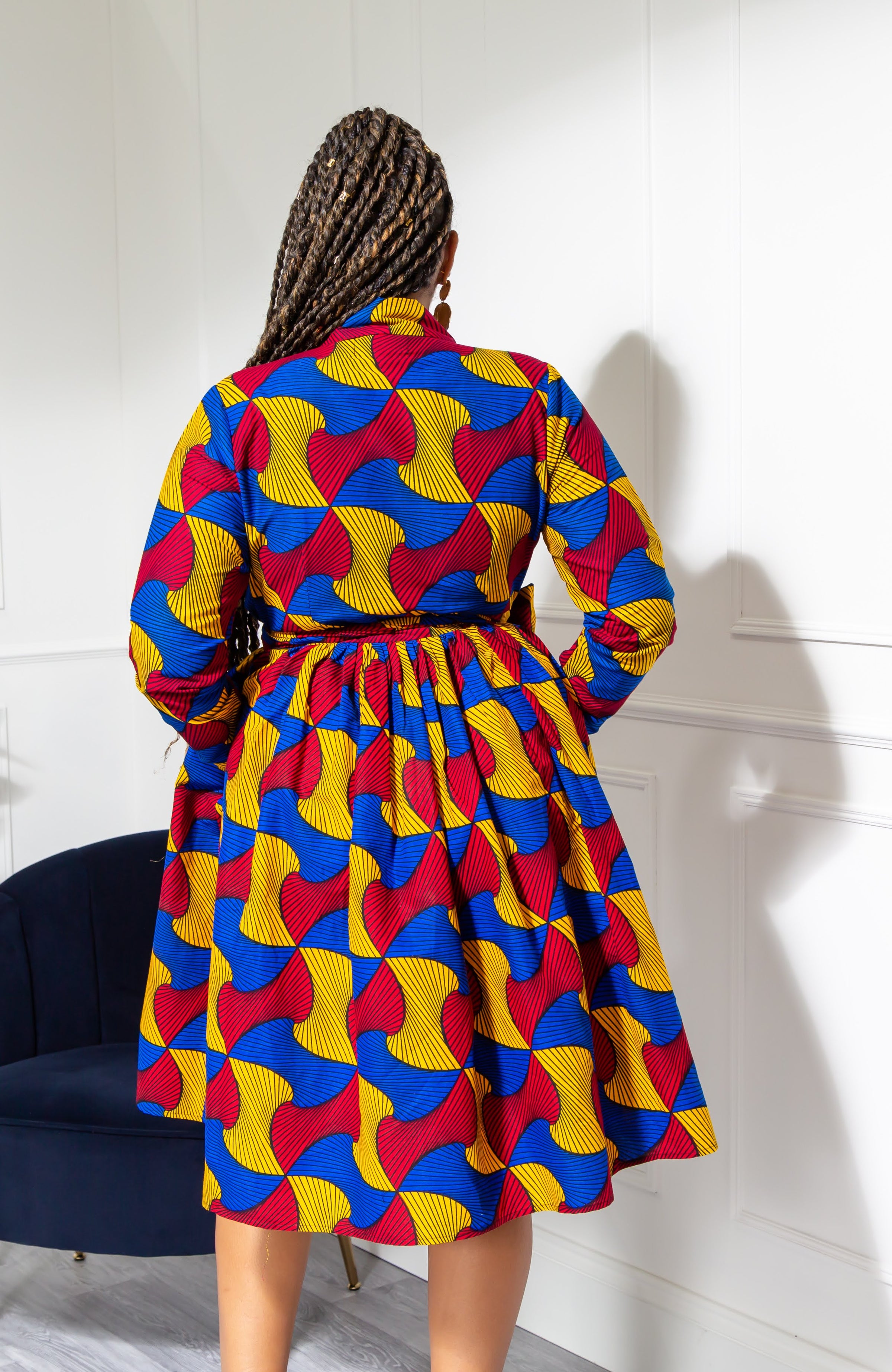 African Print Wrap Fit & Flare Midi Dress - LYDIA