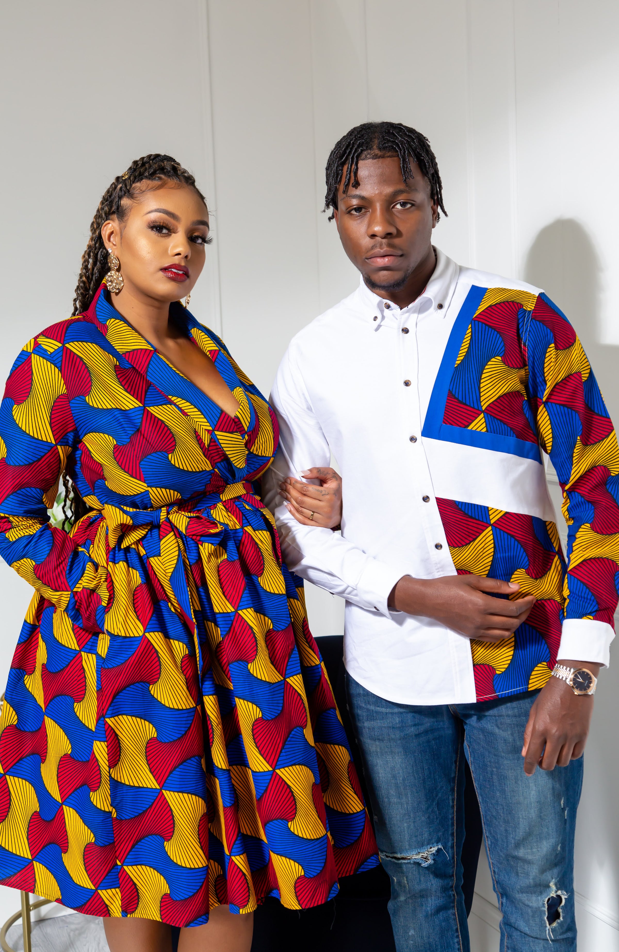 African Print Wrap Fit & Flare Midi Dress - LYDIA