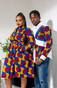 African Print Wrap Fit & Flare Midi Dress - LYDIA