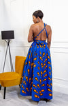 African Print Blue Infinity Multiway Maxi Dress - ELLA