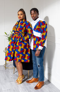 African Print Wrap Fit & Flare Midi Dress - LYDIA