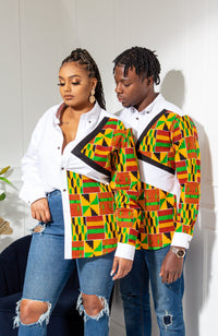 African Shirts for Men | Mens African Shirt - Skinny Fit White Button Down Oxford Shirt - KENDRICK