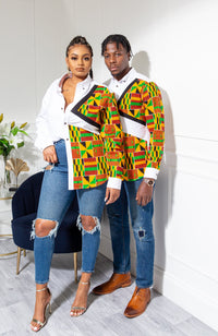 African Shirts for Men | Mens African Shirt - Skinny Fit White Button Down Oxford Shirt - KENDRICK