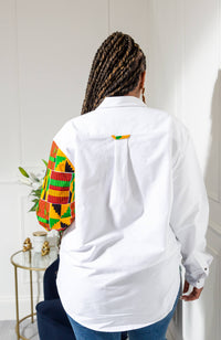 African Shirts for Men | Mens African Shirt - Skinny Fit White Button Down Oxford Shirt - KENDRICK