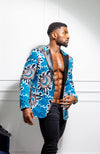 Men African Fashion - Tailored Fit Shawl Collar African Print Blazer for Men - GERALD