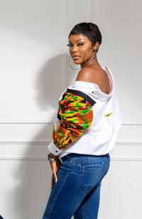 Unisex African Shirt | Oversized Fit White Button Down Shirt - KENYA