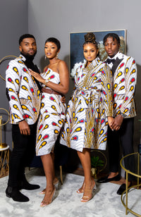 Laviye African Print Midi Dress - African Print V-Neck Wrap Dress Fit and Flare - Pamela