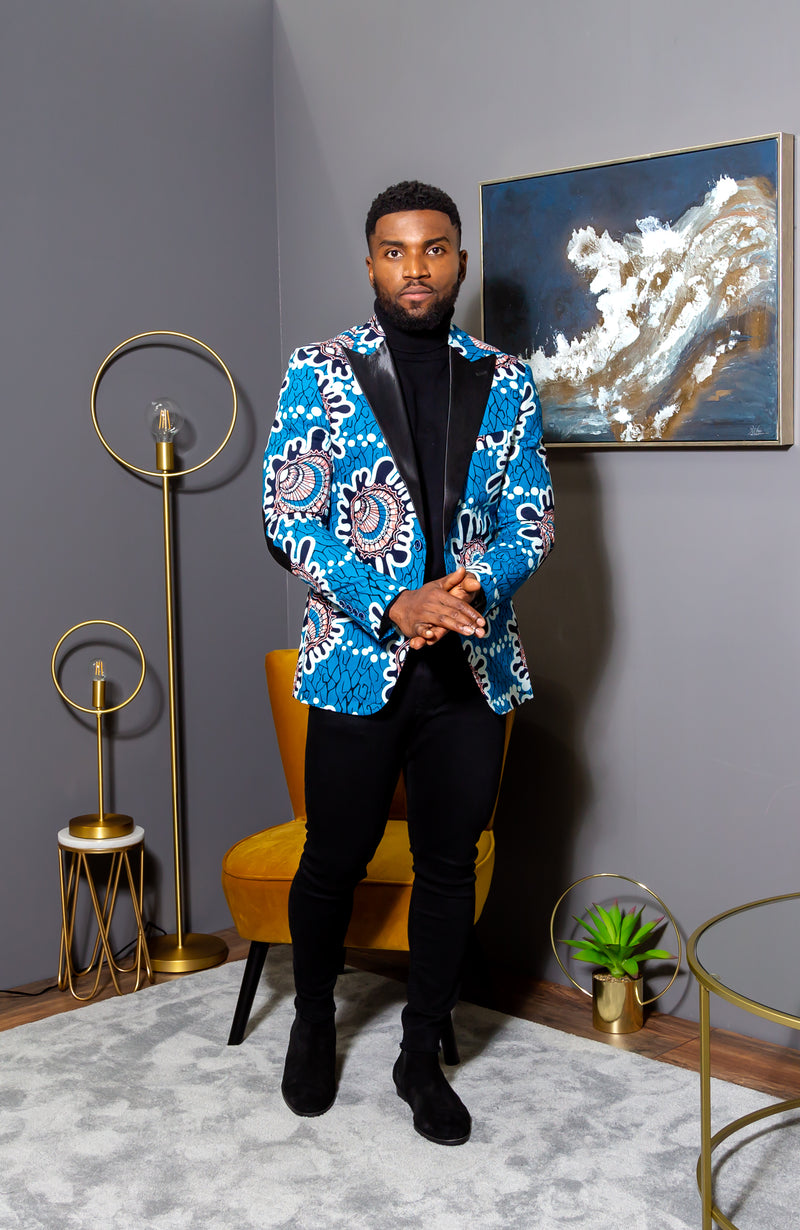 Men African Fashion - Tailored Fit Shawl Collar African Print Blazer for Men - GERALD