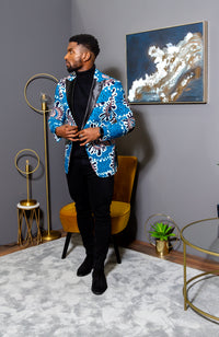 Men African Fashion - Tailored Fit Shawl Collar African Print Blazer for Men - GERALD