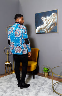 Men African Fashion - Tailored Fit Shawl Collar African Print Blazer for Men - GERALD