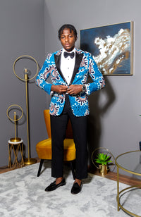 Men African Fashion - Tailored Fit Shawl Collar African Print Blazer for Men - GERALD