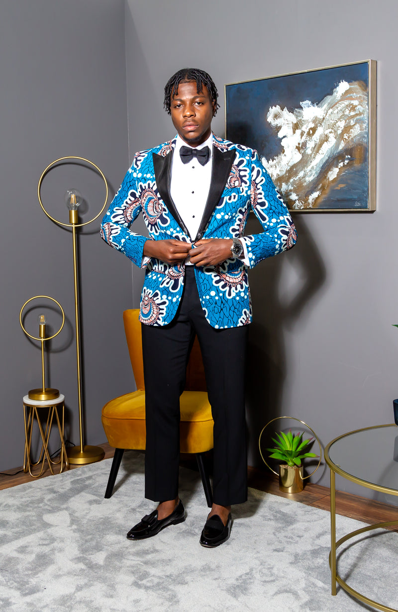 Men African Fashion - Tailored Fit Shawl Collar African Print Blazer for Men - GERALD