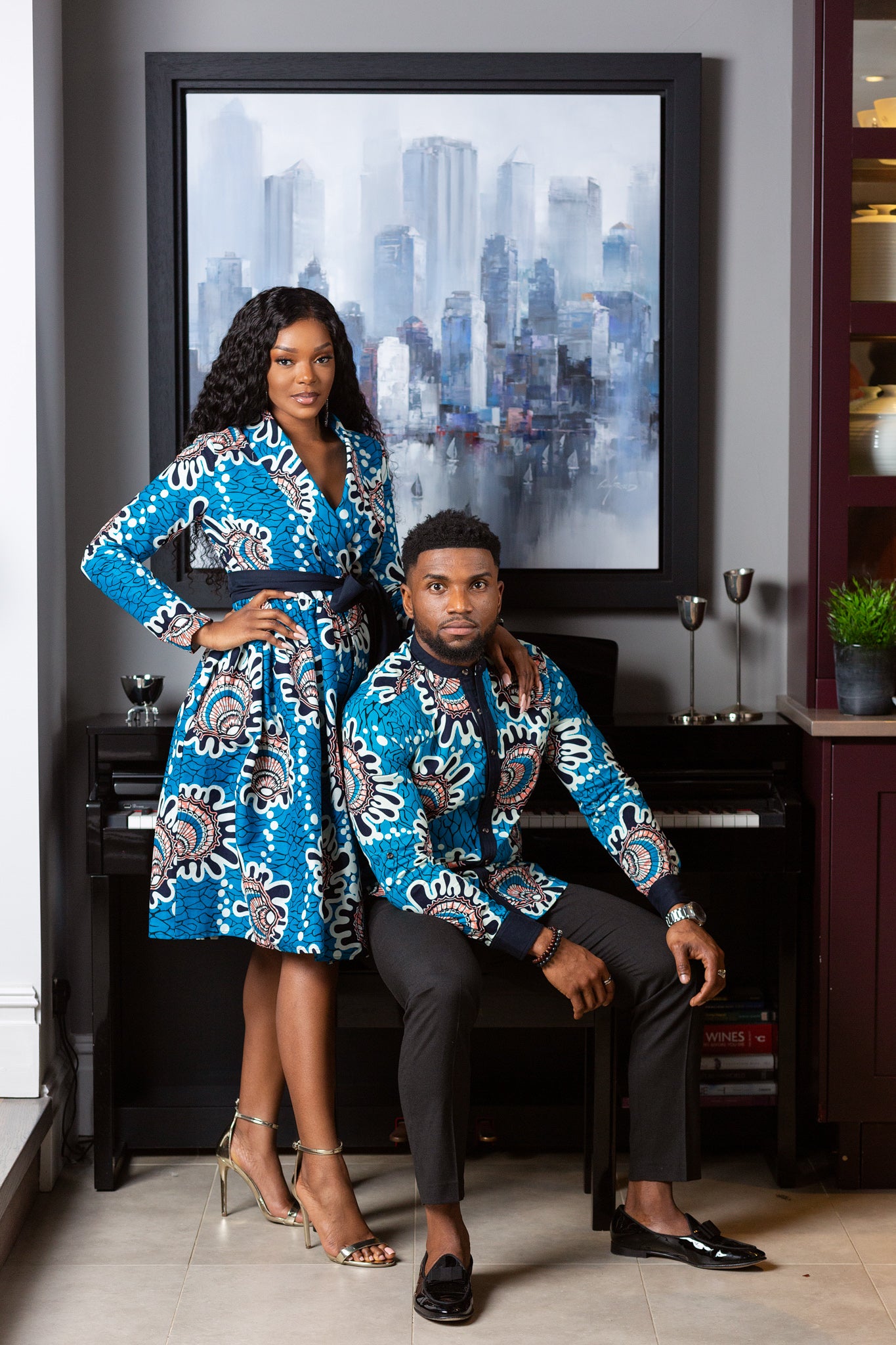 L'AVIYE African Styles - Ankara Wrap Fit & Flare Midi Dress - GEMMA