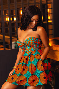 African Print Infinity Multiway Mini Dress - Sierra