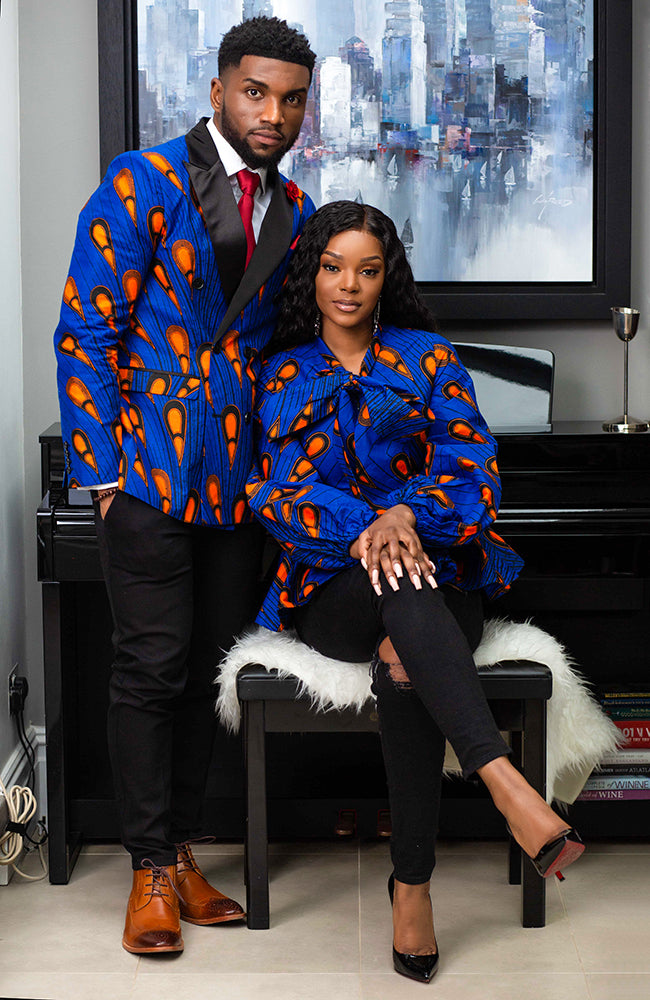 African Print Pussybow Peplum blouse - ELLA