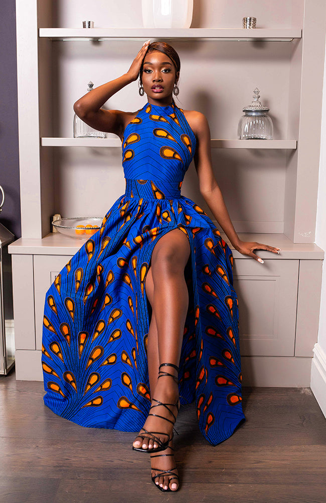 African Maxi Dresses for Women - Sleeveless Turtleneck Dress - ELLA LAVIYE African Maxi Dresses for Women - Sleeveless Turtleneck Dress - ELLA LAVIYE