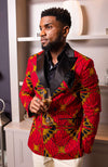 African Blazers for Men - Tailored Fit Double Breasted African Print Formal Blazer - CHARLES