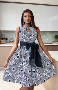 African Print Fit & Flare Midi Dress L'AVIYE