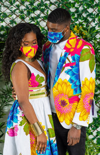 African Print Plunge Neckline Maxi Dress - THALIA