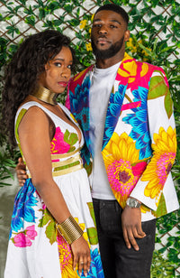 African Print Plunge Neckline Maxi Dress - THALIA