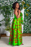 African Print Maxi Skirt with Long Slit and Scarf - ARABELLA