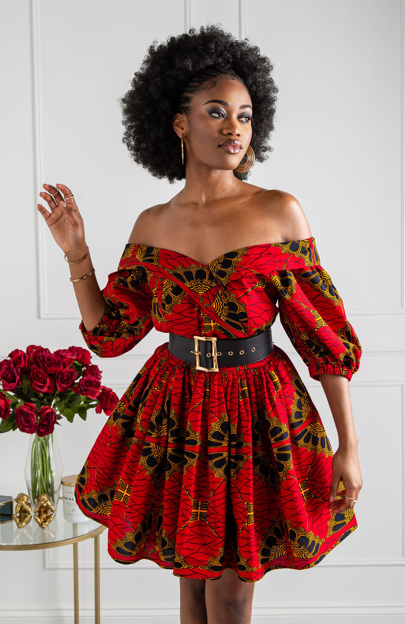 Surplice Off Shoulder Midi Dress with Balloon Sleeves - CORDELIA LAVIYE Surplice Off Shoulder Midi Dress with Balloon Sleeves - CORDELIA LAVIYE