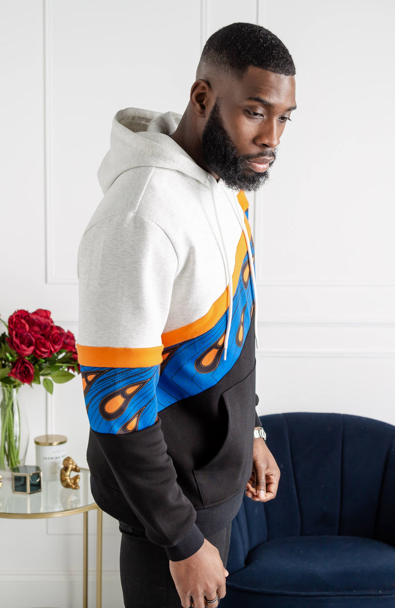 Men's Ankara Hoodie | Asymmetric Stripe Ankara Hoodie | ENUGU