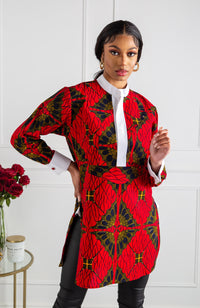 Womens African Dress Shirt | Unisex Etibo Style Long Sleeved Shirt - CORDELIA
