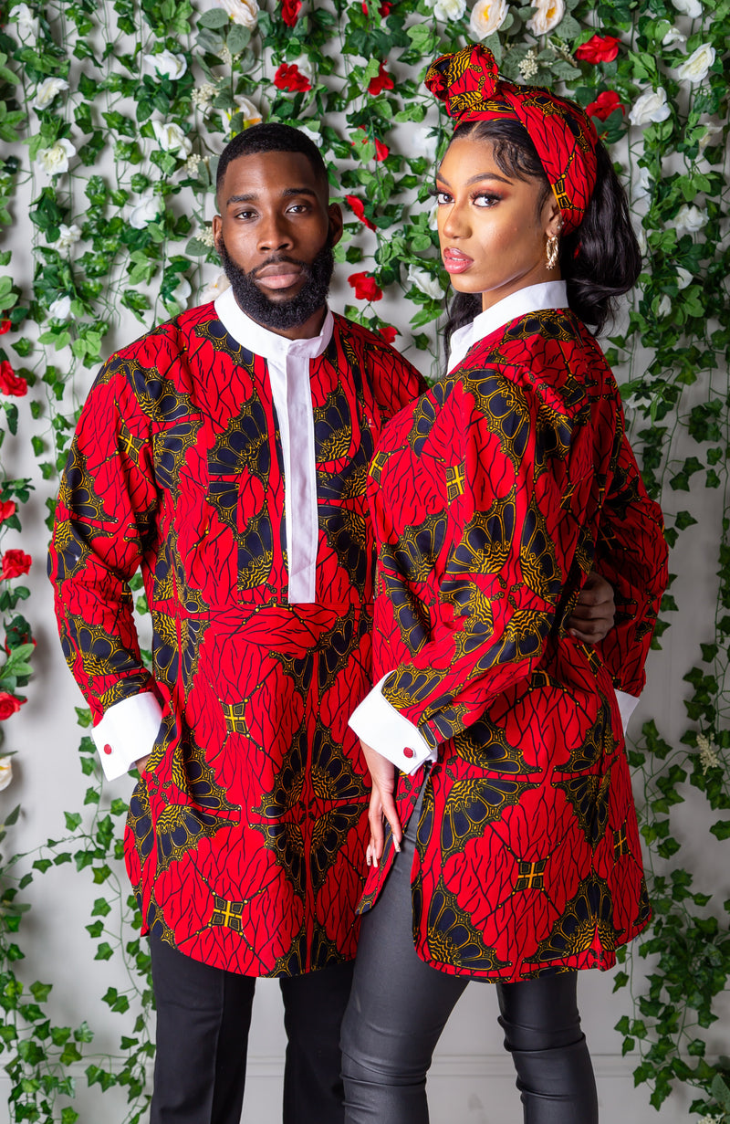 Womens African Dress Shirt | Unisex Etibo Style Long Sleeved Shirt - CORDELIA