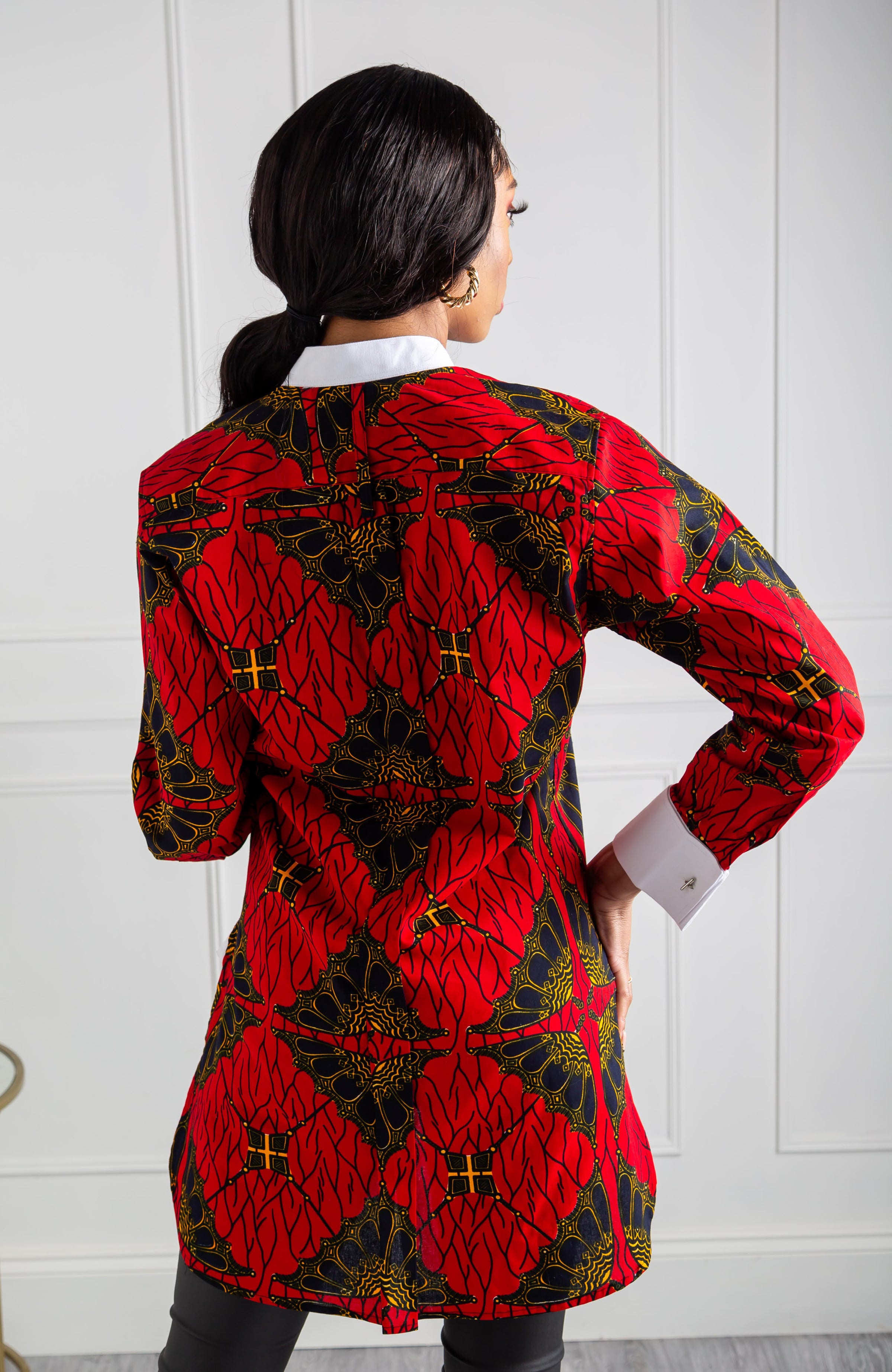 Womens African Dress Shirt | Unisex Etibo Style Long Sleeved Shirt - CORDELIA