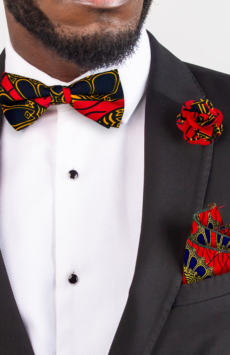 African Print Necktie and Bow Tie Set | Ankara Tie Set 5 Pieces - CHARLES