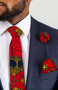 African Print Necktie and Bow Tie Set | Ankara Tie Set 5 Pieces - CHARLES