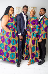 African Sleeveless Long Dress - Turtleneck Dashiki Maxi Dress - PETRA