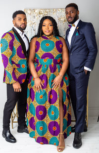 African Sleeveless Long Dress - Turtleneck Dashiki Maxi Dress - PETRA